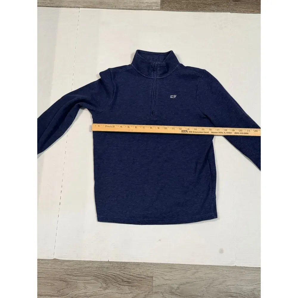 Vineyard Vines Boys M 12-14 Navy 1/4 Zip Pullover Sweatshirt Cotton Blend